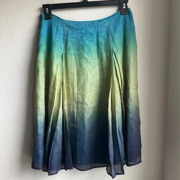 Jones New York Collectives silk and linen flowy ombre skirt size 10 - Picture 3 of 10